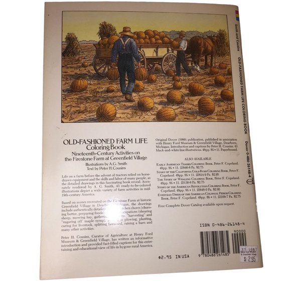 1990 Old-Fashioned Farm Life Coloring Book by Dover Coloring Book - Picture 12 of 13